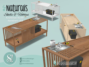 Sims 4 — Naturalis Woodworking Table by SIMcredible! — by SIMcredibledesigns.com available at TSR 3 colors variations