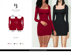 Sims 3 — Long-Sleeved Ruched Mini Dress  by Bill_Sims — YA/AF Everyday/Formal Available for Maternity Recolorable - 1