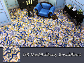 Sims 4 — MB-NeatHallway_RoyalBlue1 by matomibotaki — MB-NeatHallway_RoyalBlue1, elegant vintage tile floor, part of the