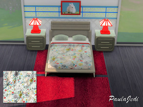 Sims 4 — Rabbit Bedroom Set by paulajedi — This is a cute, adult bedroom set which includes the bed/comforter, night