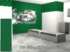 Sims 4 — MB-StonyStyle_Metro3 by matomibotaki — MB-StonyStyle_Metro3 underground/subway wall, with full green tile, part