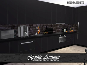 Sims 4 — Gothic Autumn Appliances {Mesh Required} by neinahpets — A set of modern black appliances. Set includes: Fridge