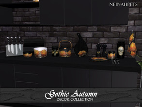 Sims 4 — Gothic Autumn Decor {Mesh Required} by neinahpets — A set of gothic autumn kitchen and dining decor. Set