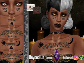 Sims 4 — Beyond Us Tattoos by EvilQuinzel — - Tattoos category; - Female and male; - Teen + ; - All species; - 9