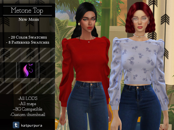 Sims 4 — Metone Top by KaTPurpura — Wide neck blouse and long sleeves loose to the body, for those colder and windier