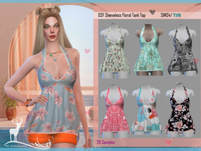 Sims 4 — DSF Sleeveless Floral Tank Top by DanSimsFantasy — Lightweight, relaxed fit for comfortable wear. You have 28