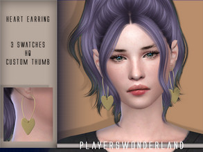 Sims 4 — Heart Earring by PlayersWonderland — 3 Swatches HQ Custom thumbnail All LODs