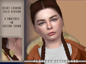 Sims 4 — Heart Earring CHILD by PlayersWonderland — 3 Swatches HQ Custom thumbnail All LODs