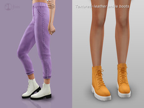 Sims 4 — Jius-Textured-leather ankle boots by Jius — -Textured-leather ankle boots -10 colors -Everyday/Party -Custom