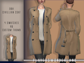 Sims 4 — DBH Civilian Coat by PlayersWonderland — HQ 4 Swatches Custom thumbnail