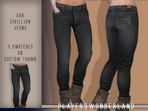 Sims 4 — DBH Civilian Jeans by PlayersWonderland — 4 Swatches HQ Custom thumbnail