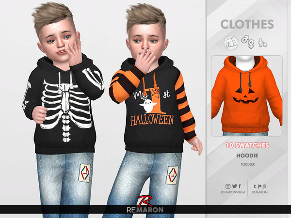 Sims 4 — Halloween Hoodie for Toddler 01 by remaron — -10 Swatches available -Toddler Category -Custom CAS thumbnail