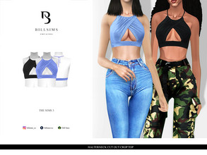 Sims 3 — Halterneck Cut Out Crop Top by Bill_Sims — YA/AF Everyday/Formal Available for Maternity Recolorable - 1 Channel