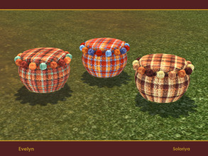 Sims 4 — Evelyn. Pouf by soloriya — Round pouf. Part of Evelyn set. 3 color variations. Category: Comfort -