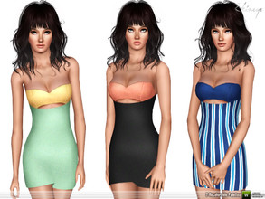 Sims 3 — Cutout Strapless Mini Dress by ekinege — A strapless mini dress featuring a sweetheart neckline, front cutout,
