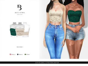 Sims 3 — Satin Seashell Cup Bustier Crop Top by Bill_Sims — YA/AF Everyday/Formal Available for Maternity Recolorable - 1