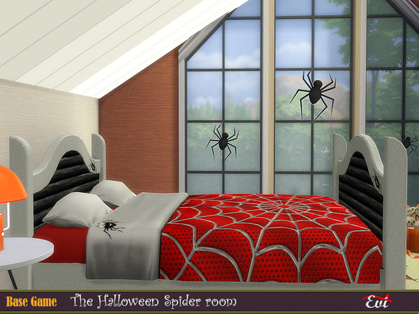 Sims 4 — The Halloween Spider bedroom by evi — A bedroom decorated with halloween creations for kids, young adult ,