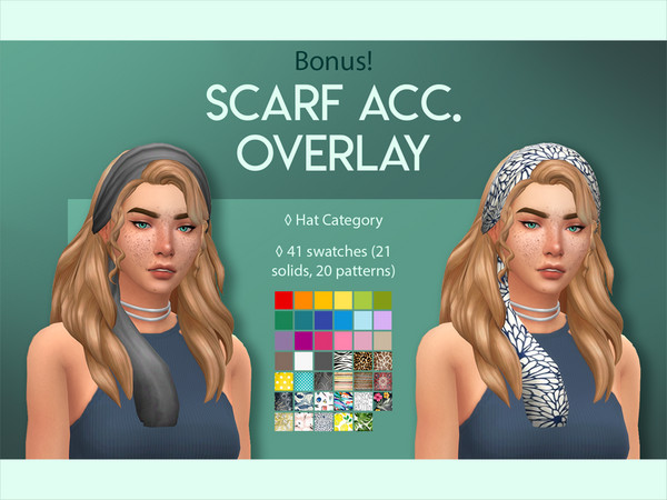 Sims 4 — Diana Hair Scarf Overlay by feralpoodles — NOTE - This overlay is only meant to be used on my Diana hair, which
