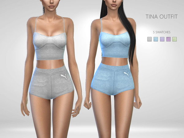Sims 4 — Tina Sporty Outfit by Puresim — Athletic outfit ( puma) - 5 swatches - teen to elder Enjoy!