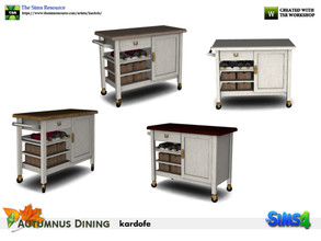 Sims 4 — kardofe_Autumnus Dining _Auxiliary trolley by kardofe — Auxiliary cart with bottle rack and wicker baskets, in