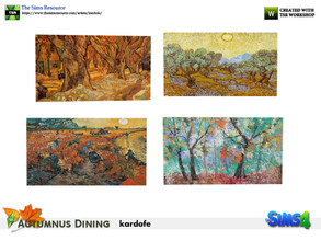 Sims 4 — kardofe_Autumnus Dining _Picture by kardofe — Oil painting of autumn landscapes, in four different options 