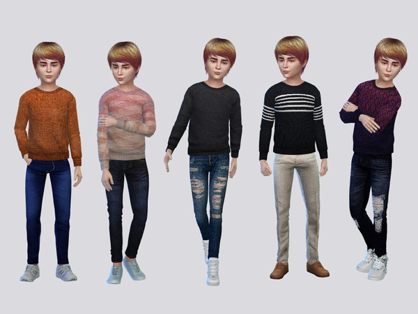 Sims 4 — Autumn Block Sweaters Boys by McLayneSims — TSR EXCLUSIVE Standalone item 12 Swatches MESH by Me NO RECOLORING