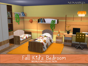 Sims 4 — Fall Kid's Bedroom {Mesh Required} by neinahpets — A watercolor fall recolor of Severinka's Anika bedroom. Such