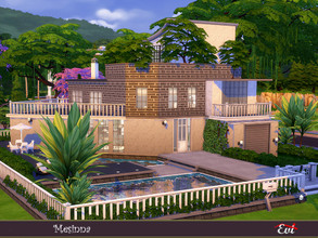 Sims 4 — Mesinna by evi — A big modern house with three floors. First floor, kitchen, dining and living room, bathroom,