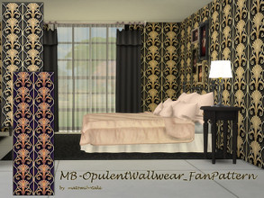 Sims 4 — MB-OpulentWallwear_FanPattern by matomibotaki — MB-OpulentWallwear_FanPattern, interwovn with gold pattern for