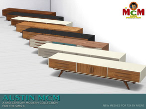 Sims 4 — Austin MCM Television Console Cabinet by Padre — An mcm inspired cabinet, featuring six drawers and central