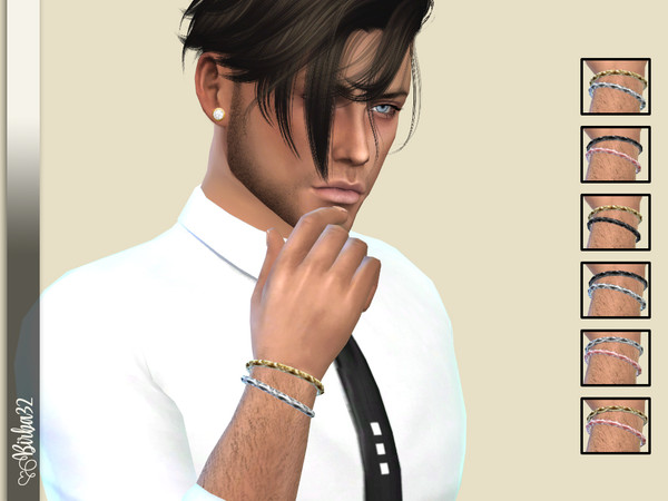 Sims 4 — Double bracelet by Birba32 — A little touch of elegance for your male sims. New mesh, base game, six recolors.