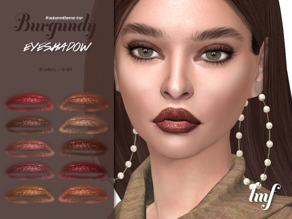 Sims 4 — IMF Burgundy Eyeshadow N.169 by IzzieMcFire — Burgundy Eyeshadow N.169 contains 10 colors in hq texture.