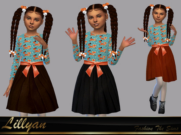 Sims 4 — Dress Polyana by LYLLYAN — Dress in 3 colors . Base game.