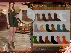 Sims 4 — DSF Boots Avellana by DanSimsFantasy — Mid-cut boots with folded cane collar. You have 31 variants that include