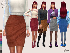 Sims 4 — AutumnVibes by Paogae — Suede skirt in eight colors, a timeless classic that returns to the spotlight every
