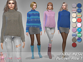 Sims 4 — Pullover Alice 1 - NEW MESH by Jaru_Sims — New Mesh HQ mod compatible All LODs 17 swatches Teen to elder Custom