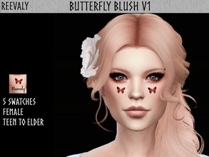 Sims 4 — Butterfly Blush V1 by Reevaly — 5 Swatches. Teen to Elder. For Female Works with all Skins and Overlays. Base
