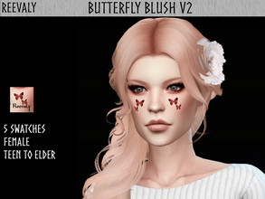 Sims 4 — Butterfly Blush V2 by Reevaly — 5 Swatches. Teen to Elder. For Female Works with all Skins and Overlays. Base