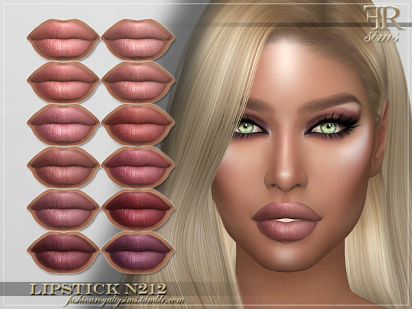 Sims 4 — Lipstick N212 by FashionRoyaltySims — Standalone Custom thumbnail 12 color options HQ texture Compatible with HQ