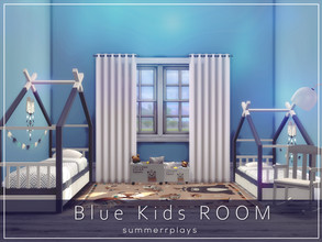 Sims 4 — Blue Kids ROOM by Summerr_Plays — A cute kids room for your little sims. One toddler bed, one kid bed, and lots