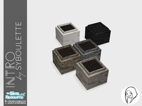 Sims 4 — Intro - Square planter by Syboubou — A sqaure planter made with stone cladding to fit the Intro fence and