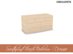 Sims 4 — Southwind Beach Bedroom - Dresser by neinahpets — A wooden double dresser with 6 drawers.