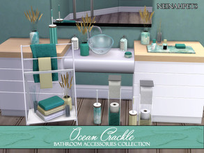 Sims 4 — Ocean Crackle Bathroom Accessories {Mesh Required} by neinahpets — A collection of bathroom accessories