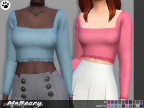 Sims 4 — Princess Square-Necked Top by MsBeary — 20 COLORS Original Mesh