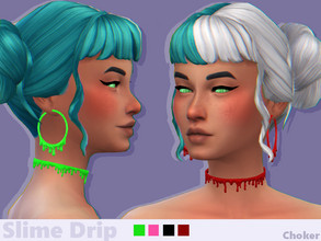 Sims 4 — Slime Drip Choker by EvaDotG — Blood Choker / Slime Choker 4 swatches: ~2 slime swatches (Green + Pink). ~Blood