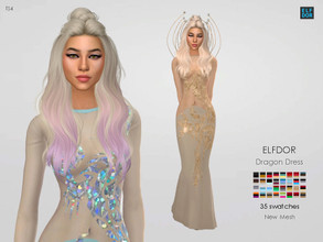 Sims 4 — Dragon Dress by Elfdor — - 35 swatches - new mesh all LODs - everyday, formal, party - teen to elder - real in