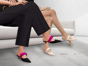 Sims 4 — Jius-Kitten heel shoes with bow 01 by Jius — -Kitten heel shoes with bow -12 colors -Everyday/Hot Weather