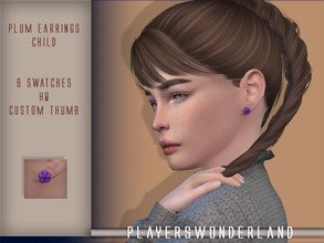 Sims 4 — Plum Earrings CHILD by PlayersWonderland — HQ 8 Swatches Custom thumbnail