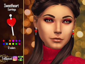 Sims 4 — Sweetheart Earrings by EvilQuinzel — - New mesh; - Earrings category; - Female; - Teen+; - All species; - 12
