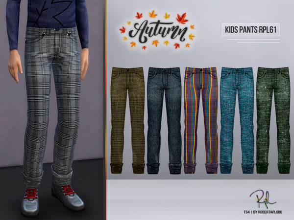 Sims 4 — Kids Pants RPL61 by RobertaPLobo — :: Kids Pants (male and female) :: 6 swatches :: Custom thumbnail :: Base